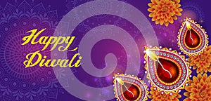 Happy Diwali festival holiday celebration of India greeting background