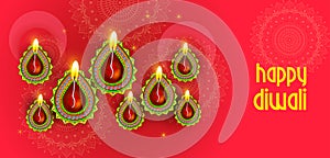 Happy Diwali festival holiday celebration of India greeting background