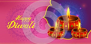 Happy Diwali festival holiday celebration of India greeting background