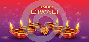 Happy Diwali festival holiday celebration of India greeting background