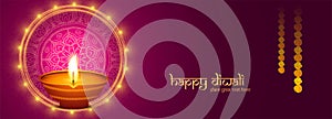 Happy diwali festival of lights banner background