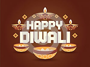 Happy Diwali in flat vector style