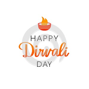 Happy Diwali handwritten lettering. Modern hand drawn calligraphy isolated on white background for your poster, postcard
