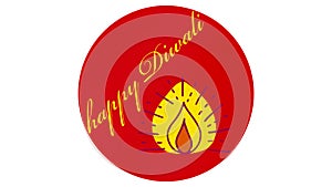 Happy Diwali Illustration Image White Frame And Red Background