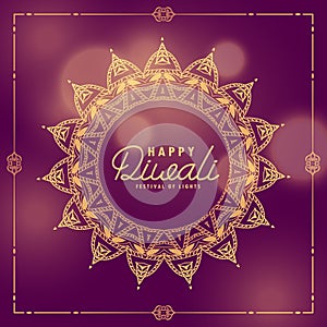 happy diwali indian festival ethnic greeting with mandala decoration photo