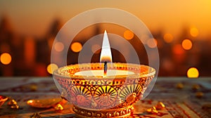 happy diwali party in india with burning indian candl