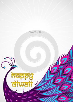 Happy diwali peacock border