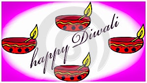 Happy Diwali Two Color Background Beautiful Illustration Image