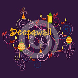 Happy Diwali typography in calligraphy style for festival of India