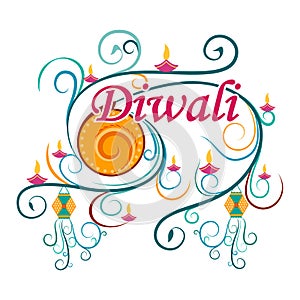 Happy Diwali typography in calligraphy style for festival of India