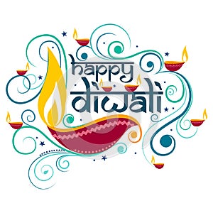 Happy Diwali typography in calligraphy style for festival of India photo