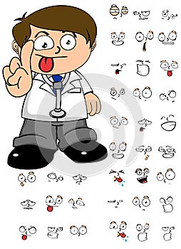 Happy doctor cartoon expresion set