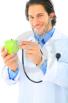 Happy Doctor Promoting Healthy Eating