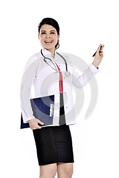 Happy doctor woman expresses smile