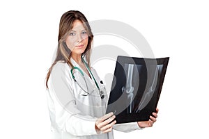 Happy doctor woman with radiography