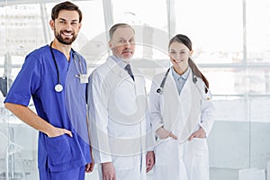 Happy doctors working at hospital