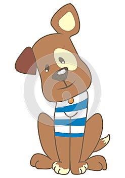 Happy dog at mariner wear, funny vector illustration photo