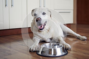 Happy dog waiting for feeding