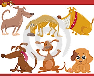 Happy dogs cartoon illustration set