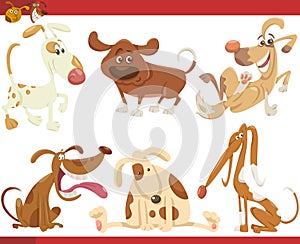 Happy dogs cartoon illustration set