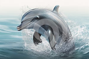Happy dolphin jumping out of water