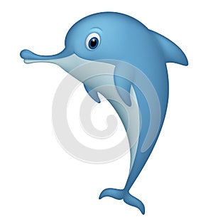 Happy dolphin standing on white background