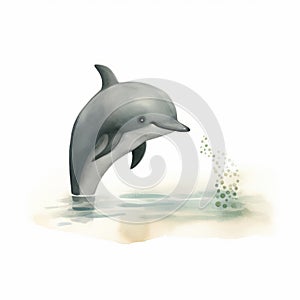 Happy Dolphin Watercolor Illustration With Minimal Retouching
