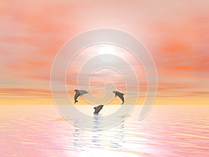 Happy dolphins - 3D render
