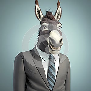 Happy Donkey Businessman. Generative AI