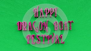 Happy Dragon Boat Festival text inscription, chinese dragon boat race, traditional asian water sport competition concept