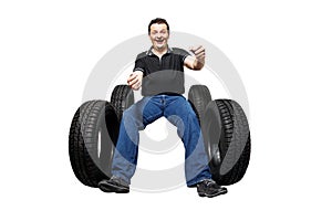 Happy driver with new tires