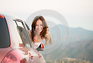 Happy driver woman on summer vacation