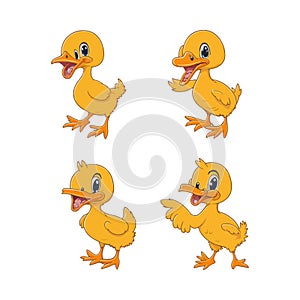 Happy duck cartoon collection set