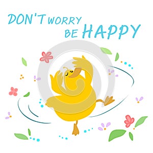 Happy duck dance cartoon