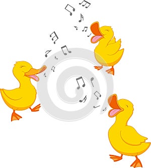 Happy duck singing