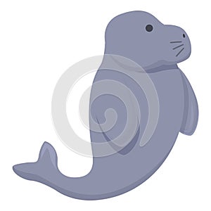 Happy dugong icon cartoon vector. Sea manatee