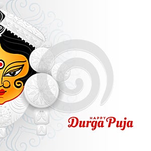Happy durga pooja hindu festival greeting design
