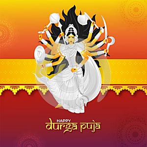 Happy Durga Puja celebration greeting card design.