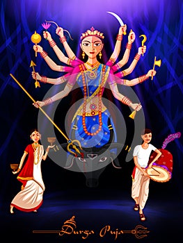 Happy Durga Puja festival background for India holiday Dussehra