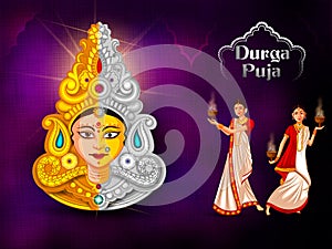 Happy Durga Puja festival background for India holiday Dussehra