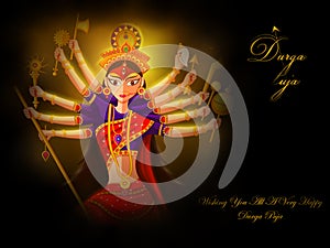 Happy Durga Puja festival background for India holiday Dussehra