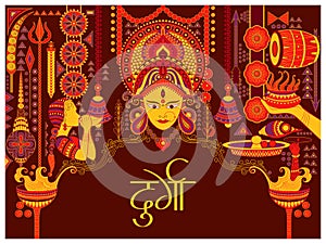 Happy Durga Puja festival background for India holiday Dussehra