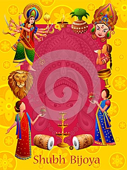 Happy Durga Puja festival background for India holiday Dussehra