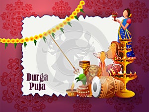 Happy Durga Puja festival background for India holiday Dussehra