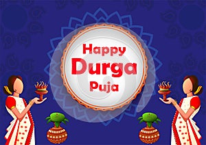 Happy Durga Puja festival background for India holiday Dussehra