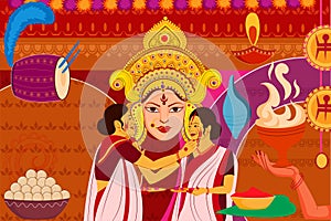 Happy Durga Puja festival background for India holiday Dussehra