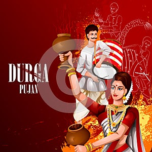 Happy Durga Puja India festival holiday background