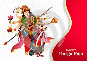 .Happy durga puja india festival holiday card illustration background