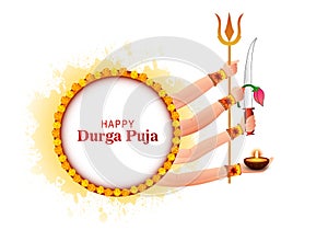 Happy durga puja religious indian festival traditional card background