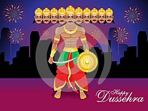 Happy dussehra background with ravan